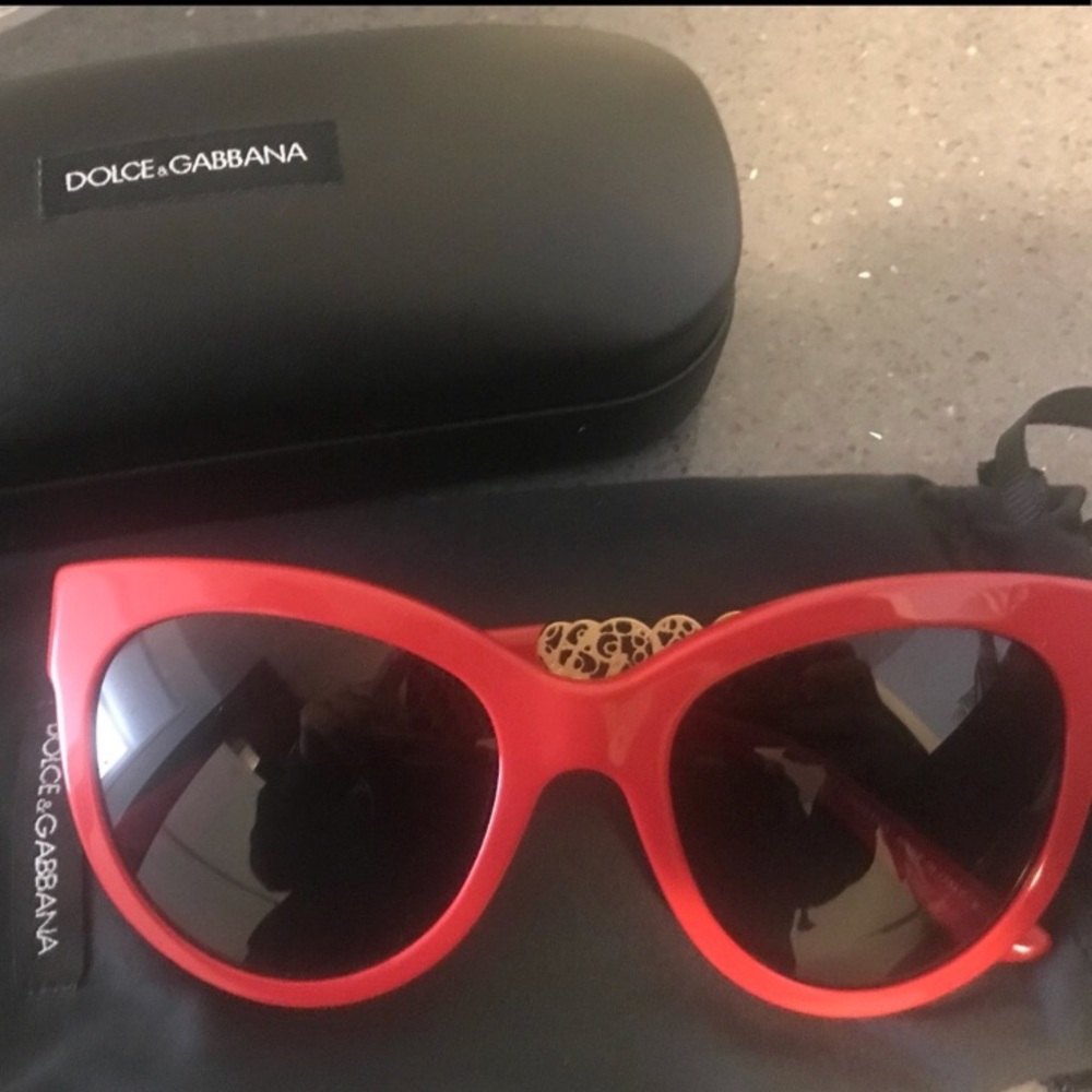 Authentic Dolce & Gabbana red cat eye sunglasses.